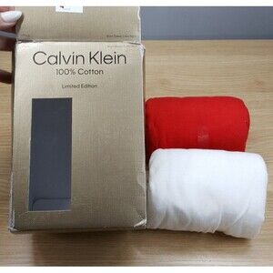 CALVIN KLEIN Shirt Mens Small White Red 2-Pack Crew Tee 100% Cotton Classic Fit